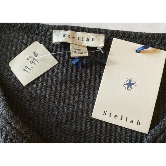 Stellah Womens Black Wrap Style Long Sleeve Top 100% Polyester L - Picture 6 of 6